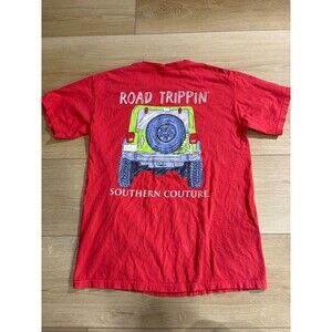 Southern Couture Women's T-Shirt Road Trippin' Jeep Graphic Red Short Sleeve M